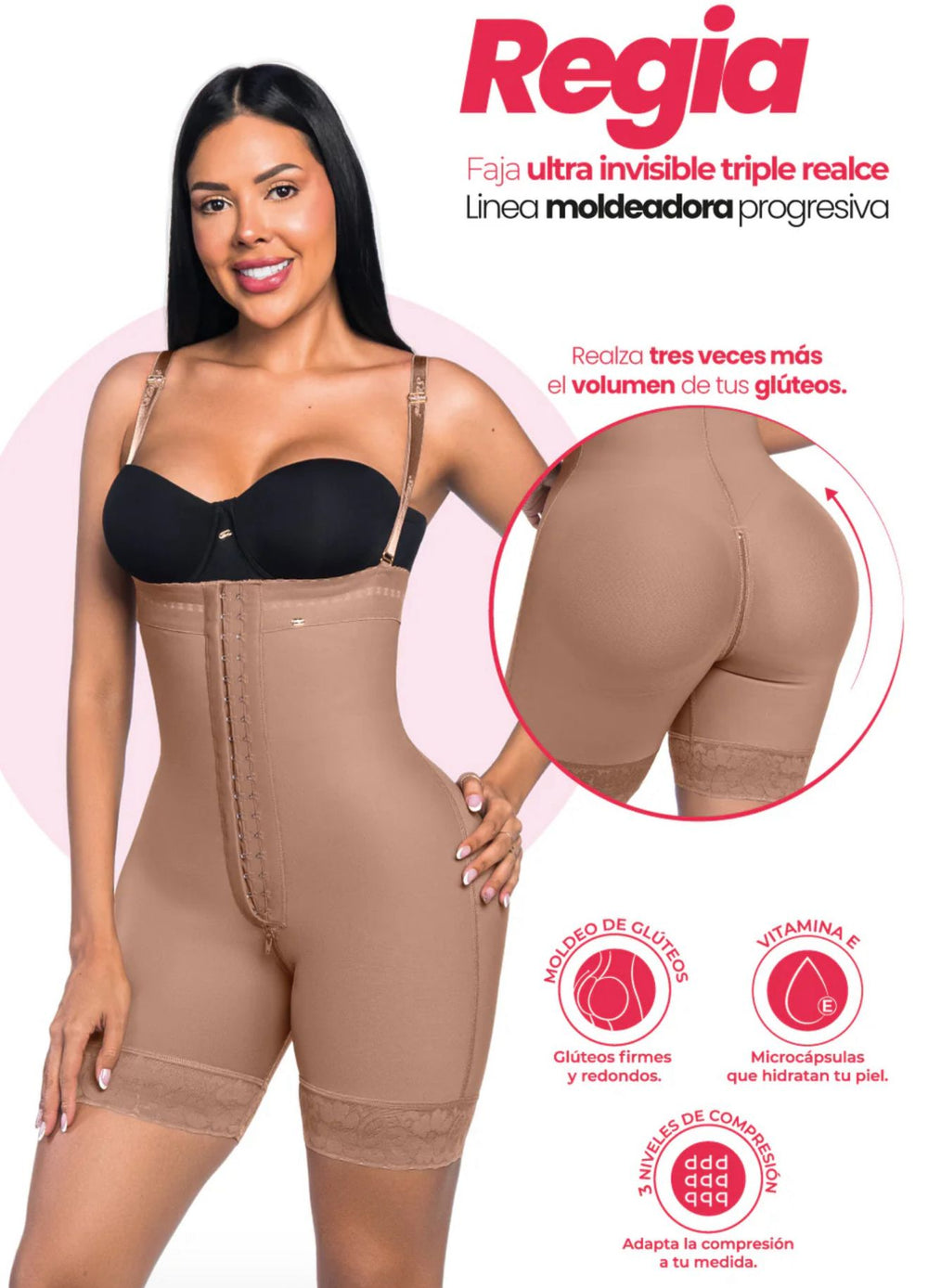 Faja Estrape Efecto Lipo Triplerealce con 2 Varillas SMI7157 REGIA