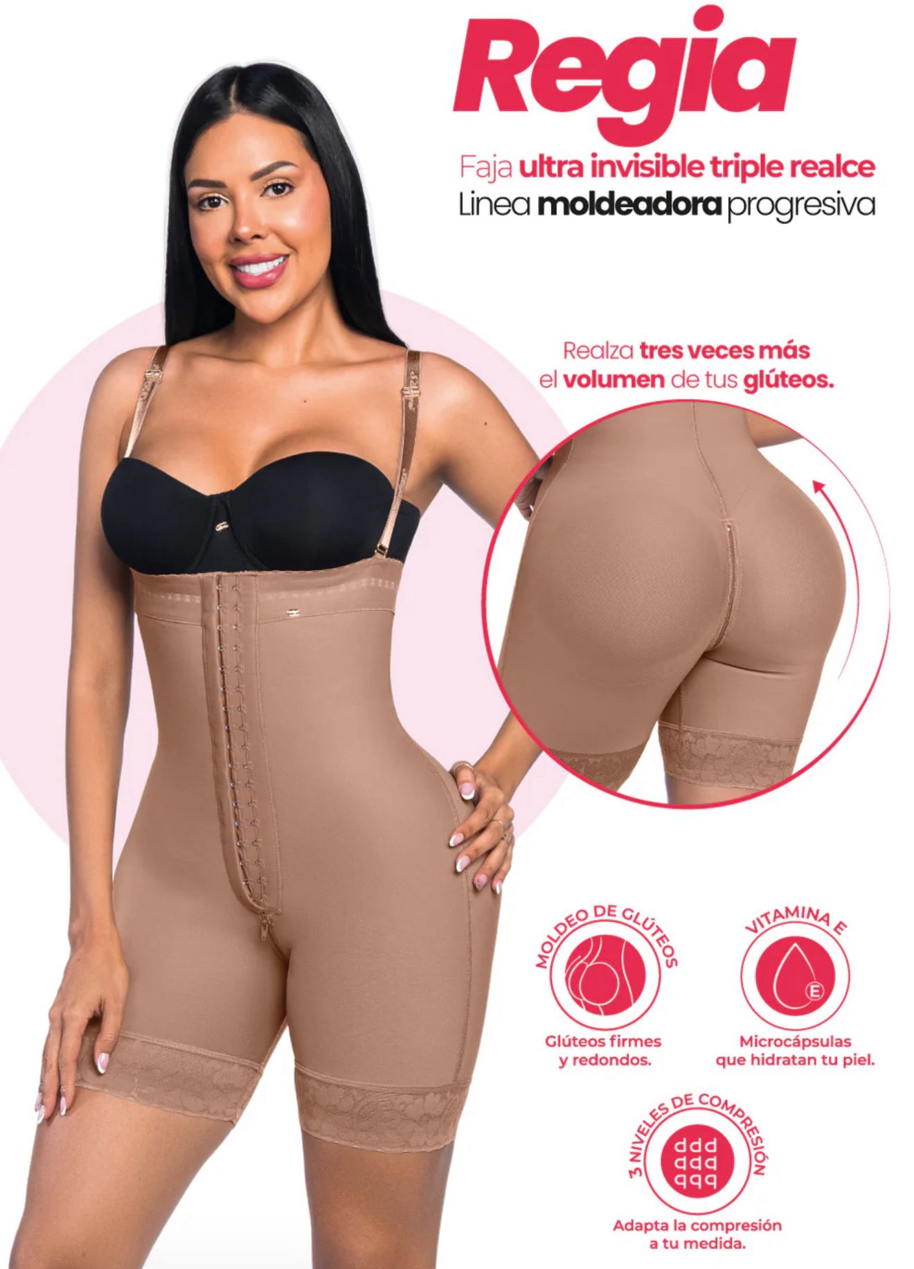 Faja Estrape Efecto Lipo Triplerealce con 2 Varillas SMI7157 REGIA
